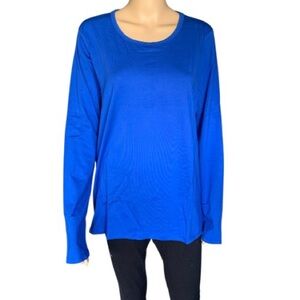 LANDSEND Women’s Tall Cotton Blend Lightweight Long Sleeve High Scoop Neck Tee